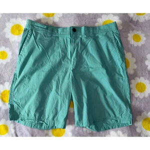 Columbia Men's 10" Aqua Blue Flat Front Lightweight Shorts 100% Cotton Sz 36